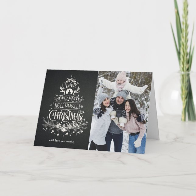 Chalkboard Photo Folded Holiday Card (Front)