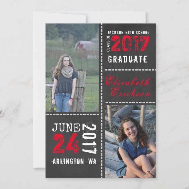Chalkboard Photo Graduation Announcement (Front)