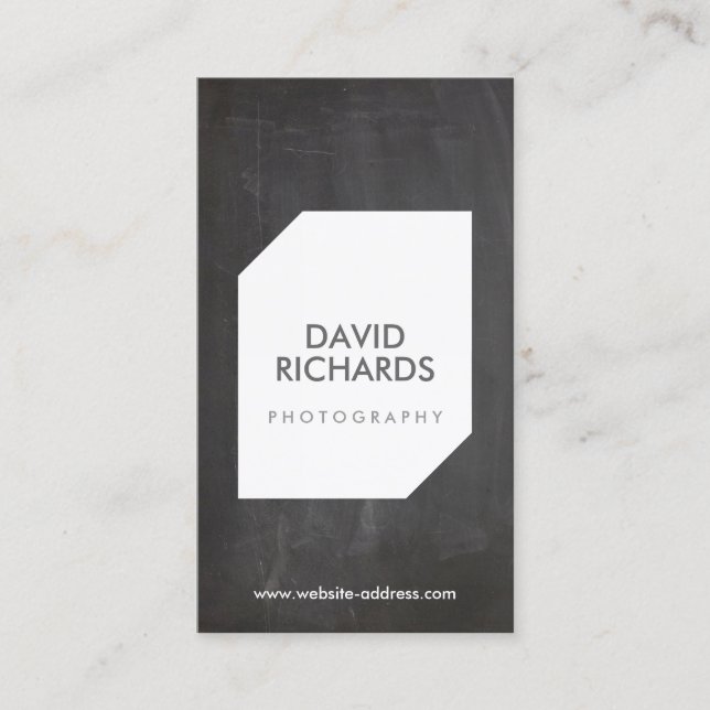 CHALKBOARD PHOTO LOGO Photographer Business Card (Front)