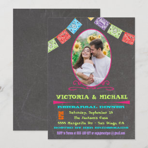 Chalkboard Photo Mexican Fiesta Rehearsal Dinner Invitation