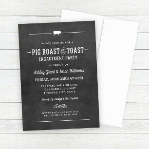 Chalkboard Pig Roast and Toast Engagement Party Invitation