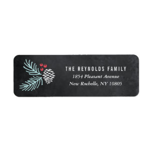 Chalkboard Pine and Berries Return Address Labels