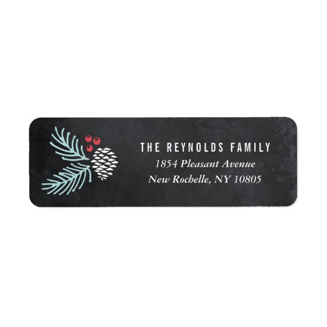 Chalkboard Pine and Berries Return Address Labels (Front)