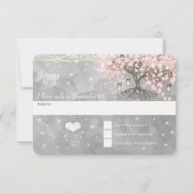 Chalkboard Pink Heart Leaf Tree RSVP