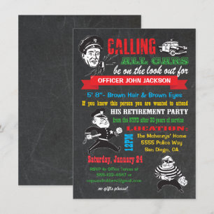 Chalkboard Police Retirement Party Invitations