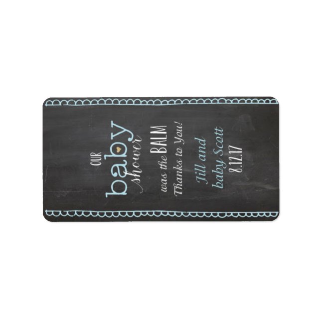 Chalkboard Posh Baby Shower Lip Balm Label - custo (Front)