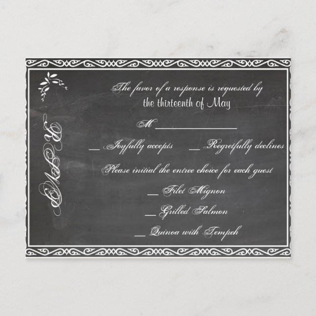 Chalkboard Posh RSVP Postcard (Front)