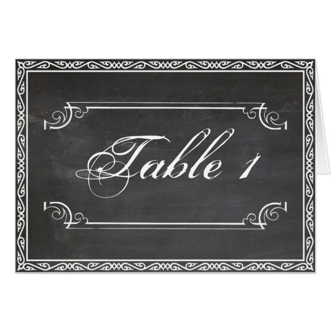 Chalkboard Posh Wedding Table Number (Front Horizontal)
