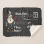 Chalkboard Postcard Old Fashion Blue Snowman Sherpa Blanket<br><div class="desc">Sherpa Blanket. Featuring a Vintage Chalkboard Postcard Old Fashion Snowman design with diy text. Bring instant colour and comfort into your living space with this decorative blanket during the holidays. This Product is 100% Customizable. Ready to fill in boxes or If you need further customization, please click the "Customize it"...</div>