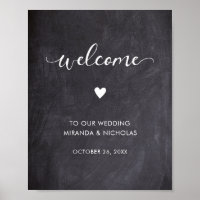 Chalkboard poster rustic wedding welcome sign
