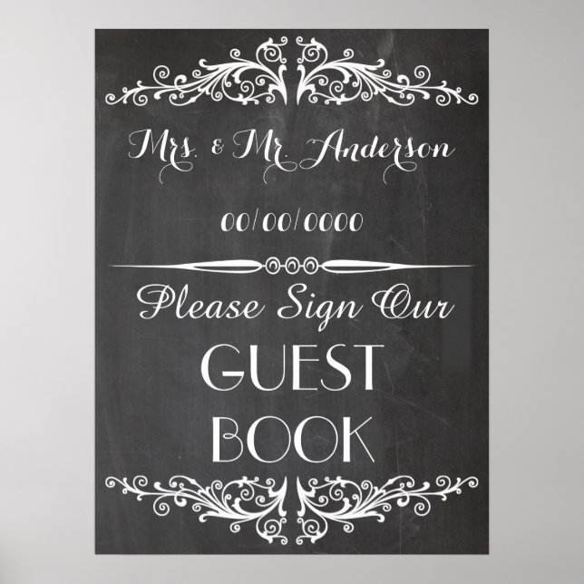 chalkboard poster ,wedding guestbook poster (Front)