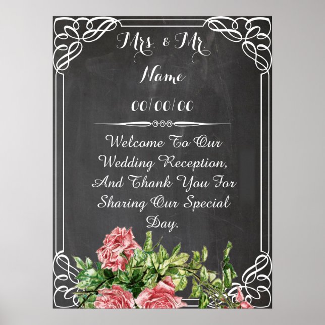chalkboard poster ,wedding poster (Front)