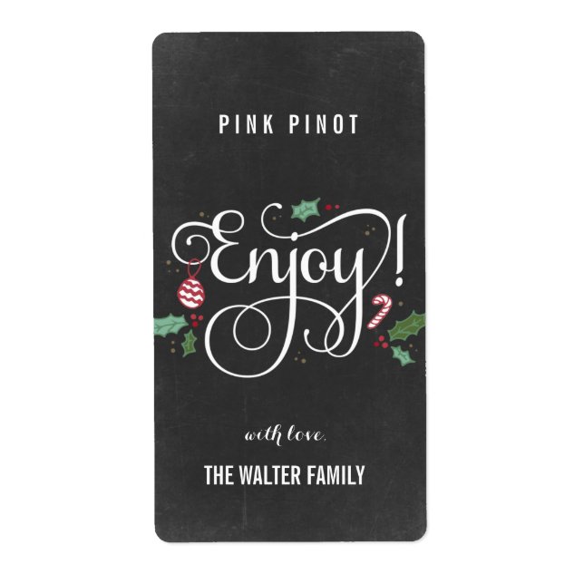 Chalkboard Profitez de Noël Vin bouteille Étiquett (Devant)