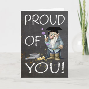 Chalkboard Proud Of You Graduation With Gnome Card
