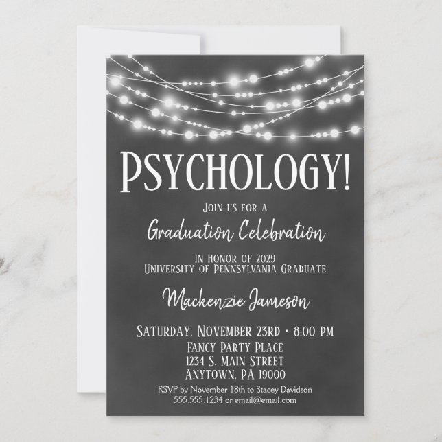Chalkboard Psychology Graduation Party Invitation (Front)