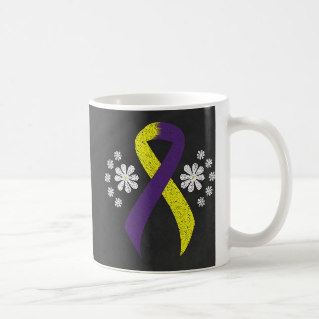 Chalkboard Purple and Yellow Awareness Ribbon Coffee Mug (Right)