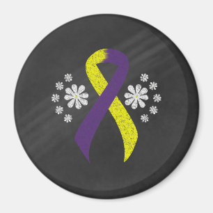 Chalkboard Purple and Yellow Awareness Ribbon Magnet