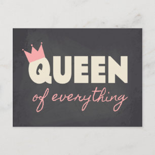 Chalkboard Queen of Everything Text Design Postcard