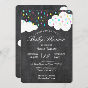 Chalkboard Rainbow Baby Shower Invitation
