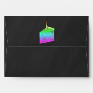 Chalkboard Rainbow Cake Slice Invitation Envelope