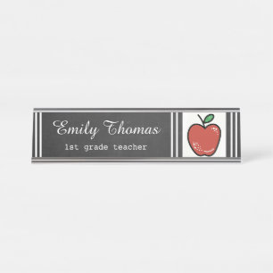 Chalkboard Red Apple Class Teacher Desk Name Plate
