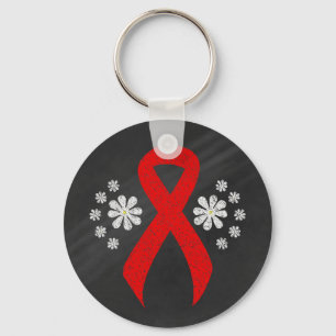 Chalkboard Red Awareness Ribbon Keychain
