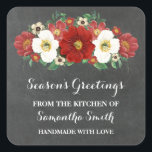 Chalkboard Red Floral Christmas Baking Sticker<br><div class="desc">Custom name holiday from the kitchen of labels in rustic country chalkboard pattern with red and white vintage flowers. Perfect for labelling Christmas baked goods,  canned preserves,  and many other goodies from the kitchen,  the perfect treat for the baker in your life.</div>