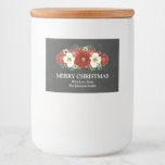 Chalkboard Red Floral Christmas Custom Label<br><div class="desc">Custom text holiday Merry Christmas food label or favour label with rustic chalkboard pattern and red and white vintage flowers.</div>