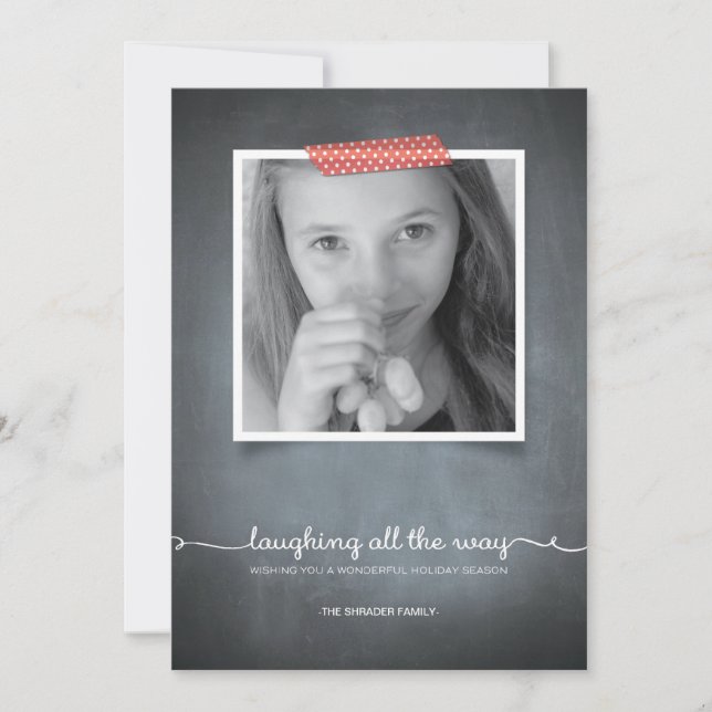 Chalkboard Red Washi Tape Carte photo de vacances (Devant)