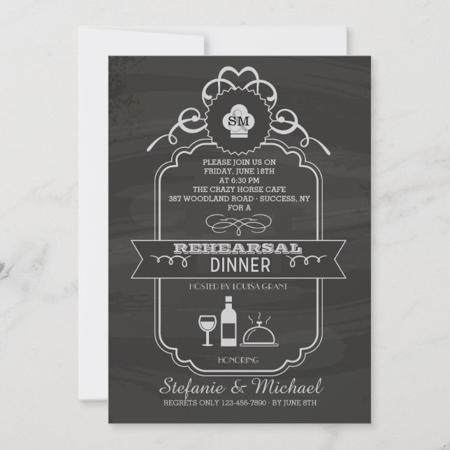Chalkboard Rehearsal Dinner Party Invitation (Front)