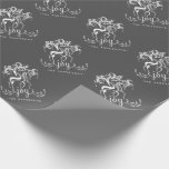 Chalkboard Reindeer Joy Christmas Holiday Wrapping Wrapping Paper<br><div class="desc">Personalized Christmas Holiday gift wrapping paper -- Elegant male and female reindeer in joyful winter play, their majestic antlers magically decorated with fancy swirls and dangle ornaments. Modern folk-art chalk art drawing with a festive winter white pine branches beneath their prancing hooves and casual handwritten chalk-style lettering. Customize it with...</div>