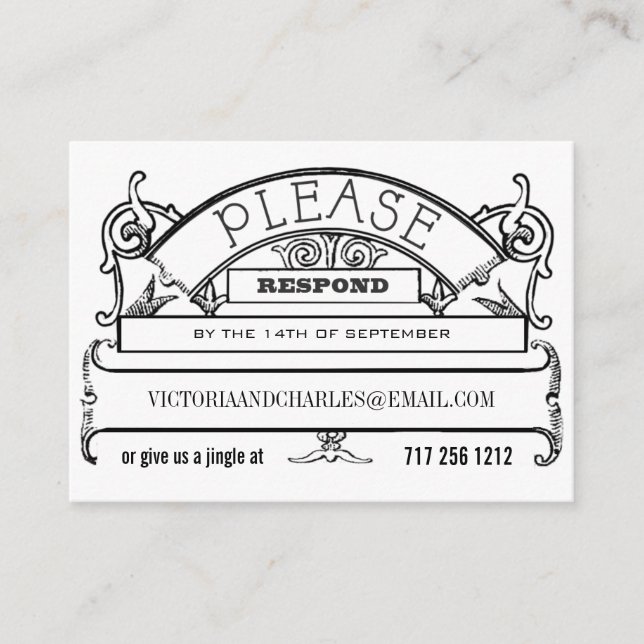 Chalkboard Response Email or Telephone Cards (Front)