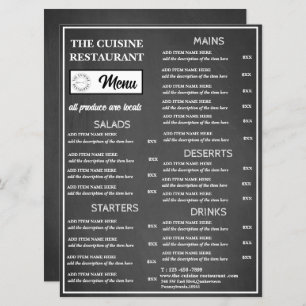Chalkboard Restaurant Logo Menu