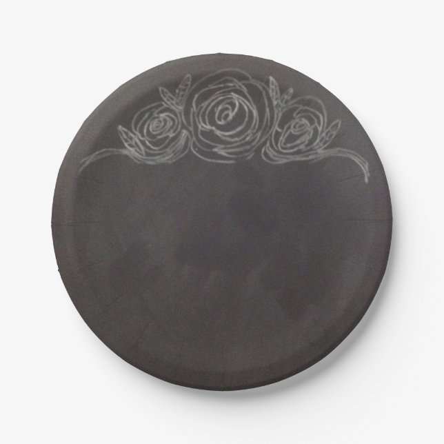 Chalkboard Rose Paper Plates (Front)