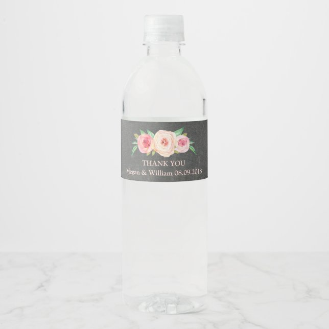 Chalkboard rose Vintage bouteille d'eau  Étiquette (Devant)