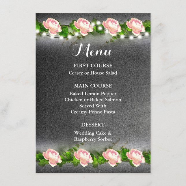 Chalkboard Rose Wedding Menu (Front)