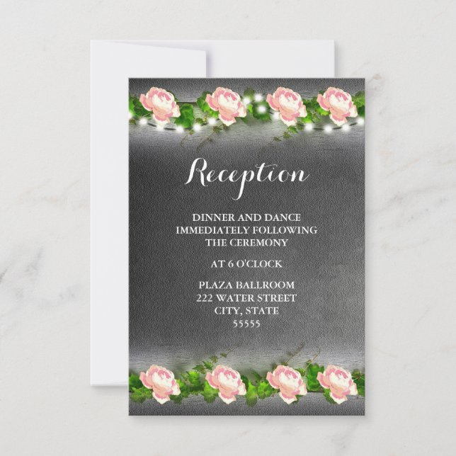 Chalkboard Rose Wedding Reception Card (Front)