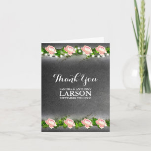 Chalkboard Rose Wedding Thank You Card