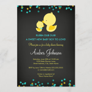Chalkboard Rubber Duck Baby Shower Invitation