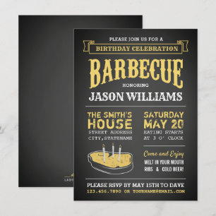 Chalkboard Rustic BBQ Birthday Party Invitations