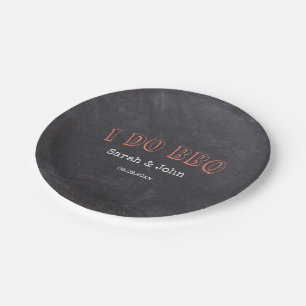 Chalkboard Rustic Country I Do BBQ Paper Plate