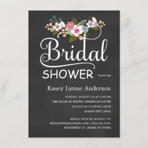 Chalkboard Rustic Floral Bridal Shower Invitation