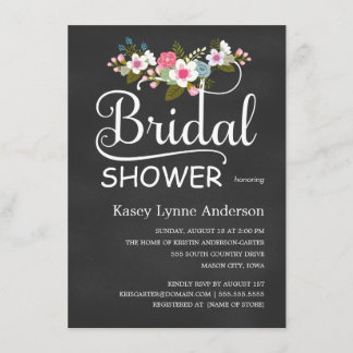 Chalkboard Rustic Floral Bridal Shower Invitation