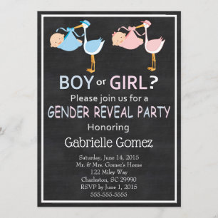 Chalkboard Rustic Gender Reveal Invitation Card