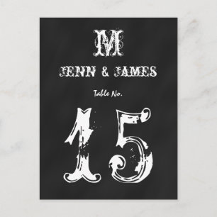 Chalkboard Rustic Mariage Numéro de table Carte