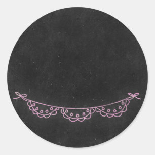 Chalkboard Rustic Shabby Chic Pink Chalk Bunting Classic Round Sticker