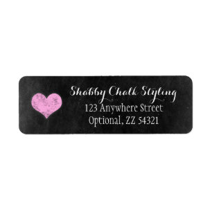 Chalkboard Rustic Shabby Pink Heart Adresse de ret