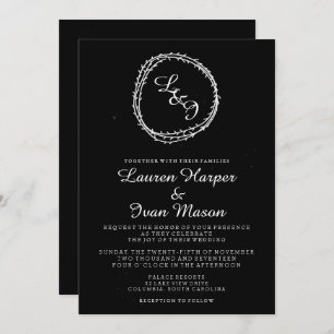 Chalkboard Rustic Wreath Wedding Invitation