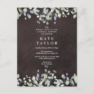 Chalkboard Sage and Lilac Floral Bridal Shower Announcement Postcard