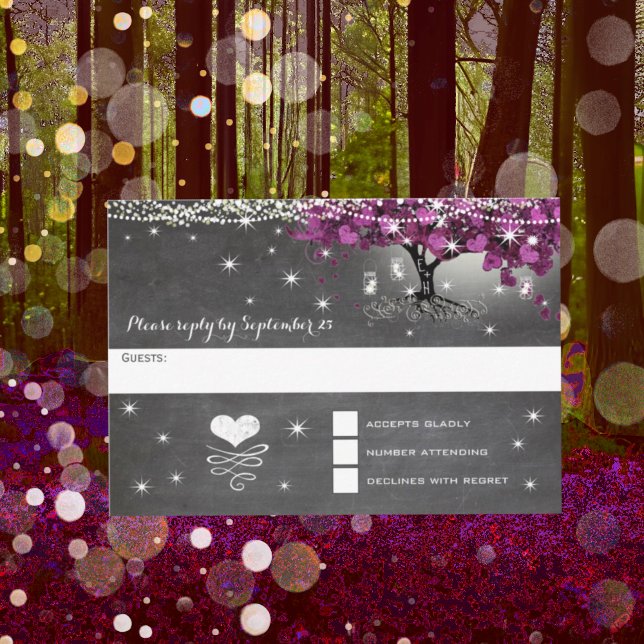 Chalkboard Sangria Wine Forest Heart Leaf RSVP Card (Creator Uploaded)